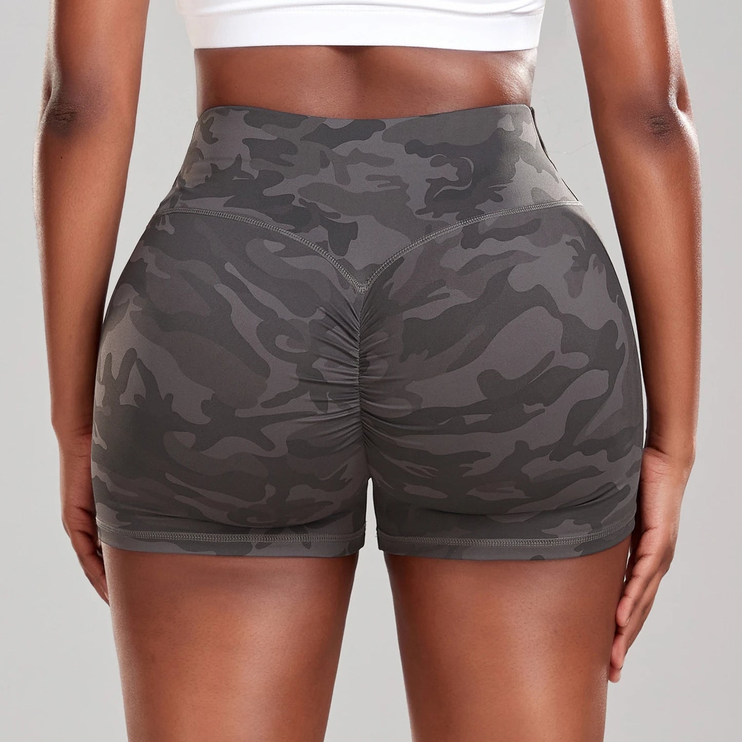 Camouflage Print Yoga Shorts