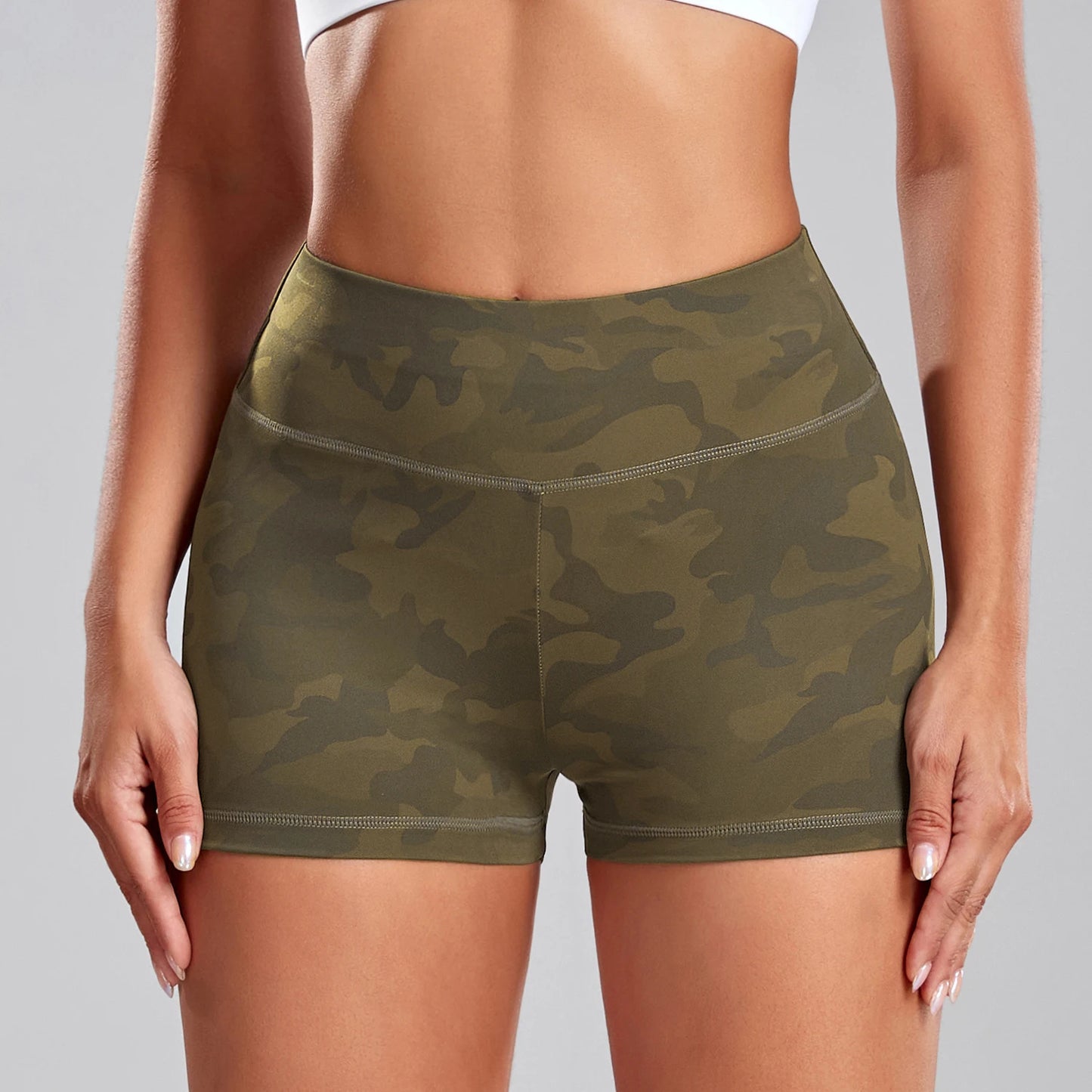 Camouflage Print Yoga Shorts
