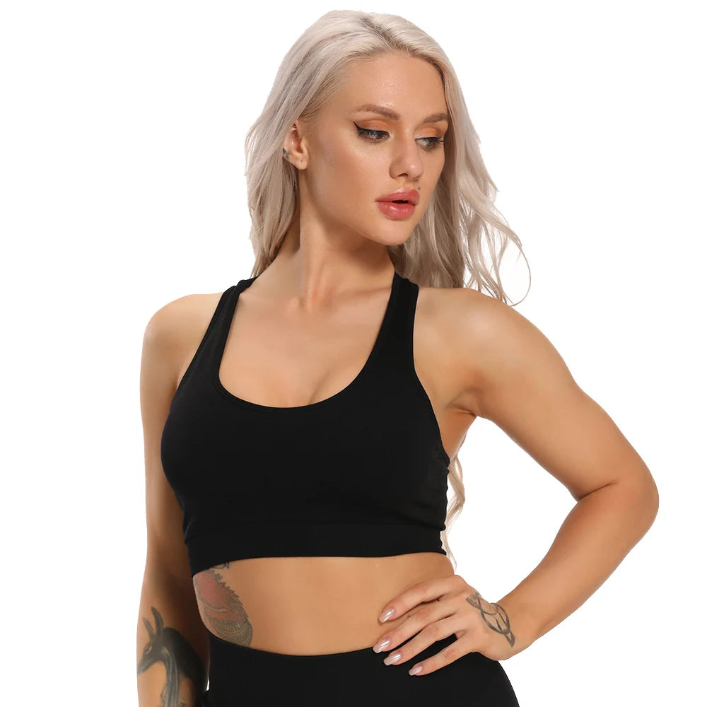 Vest Backless Solid Running Gym Bra