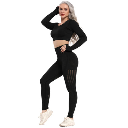 Push Up Leggings Long Sleeve Workout Tops