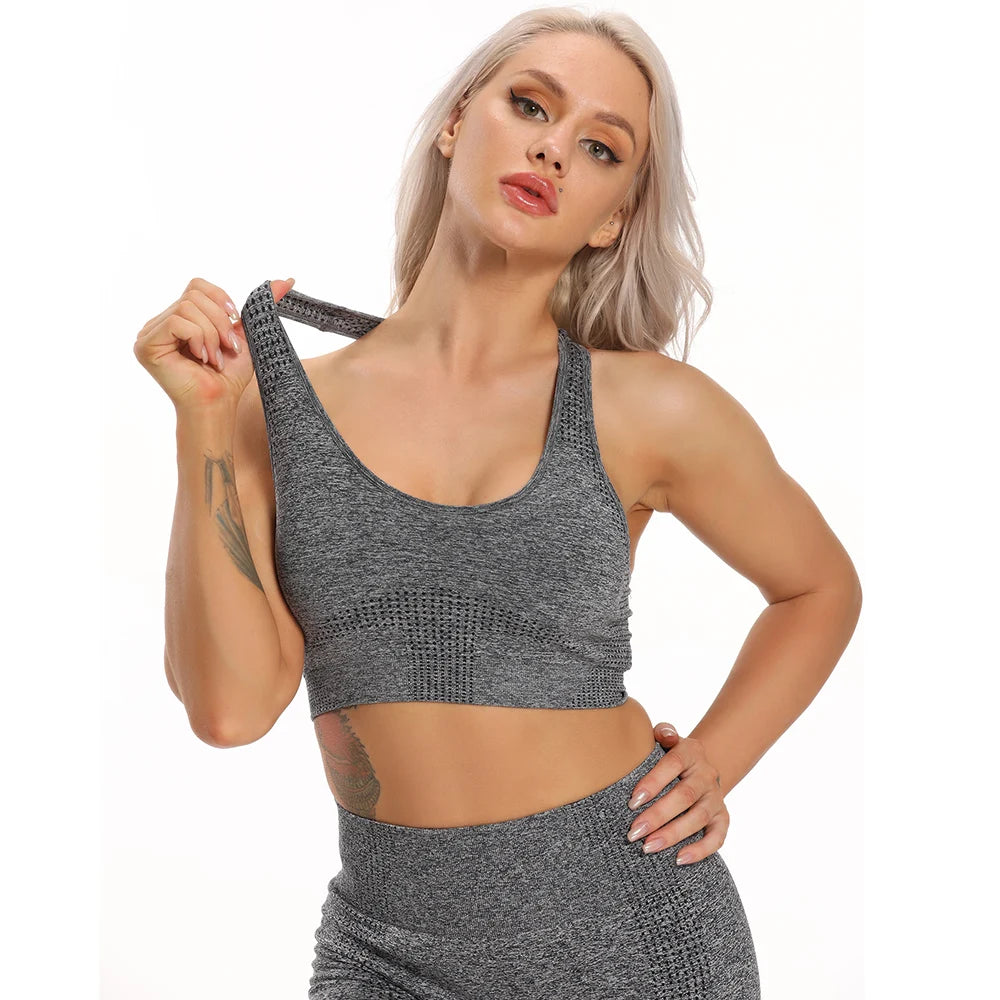 Vest Backless Solid Running Gym Bra